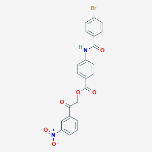 molecular formula C22H15BrN2O6 B341688 2-{3-Nitrophenyl}-2-oxoethyl 4-[(4-bromobenzoyl)amino]benzoate 