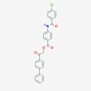 molecular formula C28H20ClNO4 B341689 2-(Biphenyl-4-yl)-2-oxoethyl 4-{[(4-chlorophenyl)carbonyl]amino}benzoate 