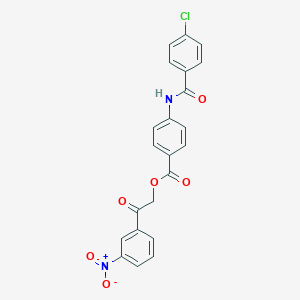 molecular formula C22H15ClN2O6 B341690 2-{3-Nitrophenyl}-2-oxoethyl 4-[(4-chlorobenzoyl)amino]benzoate 