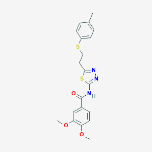 molecular formula C20H21N3O3S2 B341699 3,4-dimethoxy-N-(5-{2-[(4-methylphenyl)thio]ethyl}-1,3,4-thiadiazol-2-yl)benzamide 