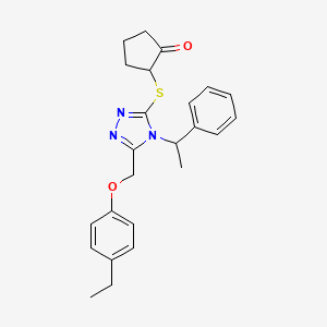 molecular formula C24H27N3O2S B3417020 2-({5-[(4-ethylphenoxy)methyl]-4-(1-phenylethyl)-4H-1,2,4-triazol-3-yl}sulfanyl)cyclopentan-1-one CAS No. 1011440-46-2
