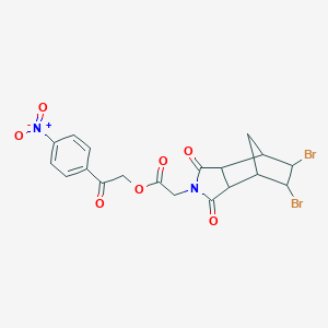 molecular formula C19H16Br2N2O7 B341708 2-(4-nitrophenyl)-2-oxoethyl (5,6-dibromo-1,3-dioxooctahydro-2H-4,7-methanoisoindol-2-yl)acetate 