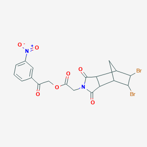 molecular formula C19H16Br2N2O7 B341709 2-(3-nitrophenyl)-2-oxoethyl (5,6-dibromo-1,3-dioxooctahydro-2H-4,7-methanoisoindol-2-yl)acetate 