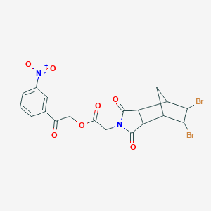 molecular formula C19H16Br2N2O7 B341709 2-(3-NITROPHENYL)-2-OXOETHYL 2-{8,9-DIBROMO-3,5-DIOXO-4-AZATRICYCLO[5.2.1.0(2),?]DECAN-4-YL}ACETATE 