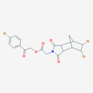 molecular formula C19H16Br3NO5 B341710 2-(4-bromophenyl)-2-oxoethyl (5,6-dibromo-1,3-dioxooctahydro-2H-4,7-methanoisoindol-2-yl)acetate 