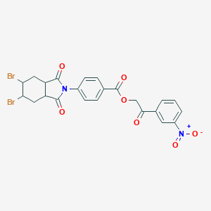 molecular formula C23H18Br2N2O7 B341759 2-(3-nitrophenyl)-2-oxoethyl 4-(5,6-dibromo-1,3-dioxooctahydro-2H-isoindol-2-yl)benzoate 