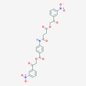 molecular formula C27H21N3O11 B341764 2-(3-Nitrophenyl)-2-oxoethyl 4-({4-[2-(3-nitrophenyl)-2-oxoethoxy]-4-oxobutanoyl}amino)benzoate 