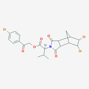 molecular formula C22H22Br3NO5 B341765 2-(4-bromophenyl)-2-oxoethyl 2-(5,6-dibromo-1,3-dioxooctahydro-2H-4,7-methanoisoindol-2-yl)-3-methylbutanoate 
