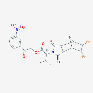 molecular formula C22H22Br2N2O7 B341766 2-(3-nitrophenyl)-2-oxoethyl 2-(5,6-dibromo-1,3-dioxooctahydro-2H-4,7-methanoisoindol-2-yl)-3-methylbutanoate 