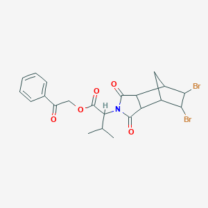 molecular formula C22H23Br2NO5 B341769 2-oxo-2-phenylethyl 2-(5,6-dibromo-1,3-dioxooctahydro-2H-4,7-methanoisoindol-2-yl)-3-methylbutanoate 