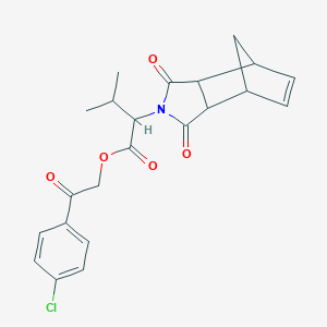 molecular formula C22H22ClNO5 B341775 2-(4-chlorophenyl)-2-oxoethyl 2-(1,3-dioxo-1,3,3a,4,7,7a-hexahydro-2H-4,7-methanoisoindol-2-yl)-3-methylbutanoate 