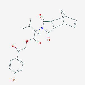 molecular formula C22H22BrNO5 B341778 2-(4-bromophenyl)-2-oxoethyl 2-(1,3-dioxo-1,3,3a,4,7,7a-hexahydro-2H-4,7-methanoisoindol-2-yl)-3-methylbutanoate 