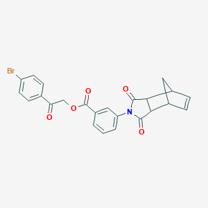 molecular formula C24H18BrNO5 B341788 2-(4-bromophenyl)-2-oxoethyl 3-(1,3-dioxo-1,3,3a,4,7,7a-hexahydro-2H-4,7-methanoisoindol-2-yl)benzoate 