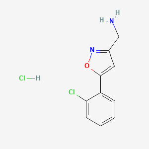 molecular formula C10H10Cl2N2O B3418013 {[5-(2-Chlorophenyl)isoxazol-3-yl]methyl}amine hydrochloride CAS No. 1184969-23-0