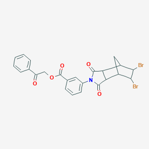 molecular formula C24H19Br2NO5 B341809 2-oxo-2-phenylethyl 3-(5,6-dibromo-1,3-dioxooctahydro-2H-4,7-methanoisoindol-2-yl)benzoate 