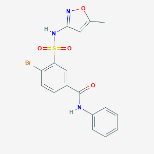 molecular formula C17H14BrN3O4S B341814 4-bromo-3-{[(5-methyl-3-isoxazolyl)amino]sulfonyl}-N-phenylbenzamide 
