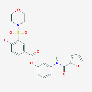 molecular formula C22H19FN2O7S B341816 3-(2-Furoylamino)phenyl 4-fluoro-3-(4-morpholinylsulfonyl)benzoate 