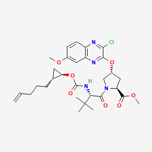 molecular formula C30H39ClN4O7 B3418164 (2S,4R)-methyl 4-((3-chloro-7-methoxyquinoxalin-2-yl)oxy)-1-((S)-3,3-dimethyl-2-((((1R,2R)-2-(pent-4-en-1-yl)cyclopropoxy)carbonyl)amino)butanoyl)pyrrolidine-2-carboxylate CAS No. 1206524-81-3