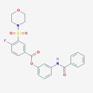 molecular formula C24H21FN2O6S B341817 3-(Benzoylamino)phenyl 4-fluoro-3-(4-morpholinylsulfonyl)benzoate 