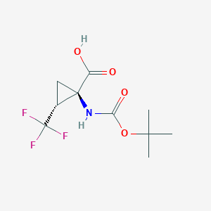 molecular formula C10H14F3NO4 B3418196 rac-(1R,2R)-1-{[(叔丁氧基)羰基]氨基}-2-(三氟甲基)环丙烷-1-羧酸 CAS No. 1212306-68-7
