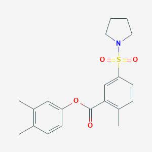 3,4-Dimethylphenyl 2-methyl-5-(pyrrolidin-1-ylsulfonyl)benzoate