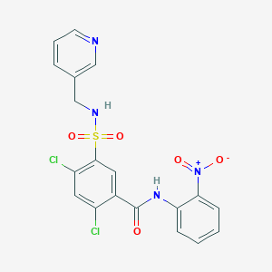 molecular formula C19H14Cl2N4O5S B341821 2,4-dichloro-N-{2-nitrophenyl}-5-{[(pyridin-3-ylmethyl)amino]sulfonyl}benzamide 