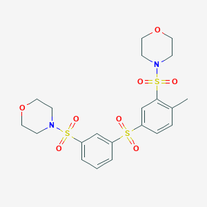 molecular formula C21H26N2O8S3 B341825 4-[(2-Methyl-5-{[3-(4-morpholinylsulfonyl)phenyl]sulfonyl}phenyl)sulfonyl]morpholine 