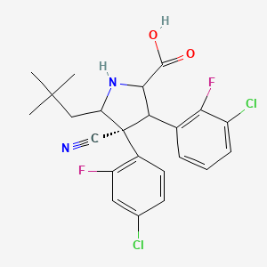 molecular formula C23H22Cl2F2N2O2 B3418255 D-Proline, 3-(3-chloro-2-fluorophenyl)-4-(4-chloro-2-fluorophenyl)-4-cyano-5-(2,2-dimethylpropyl)-, (3S,4R,5S)-rel- CAS No. 1219086-89-1