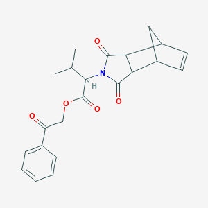 molecular formula C22H23NO5 B341826 2-oxo-2-phenylethyl 2-(1,3-dioxo-1,3,3a,4,7,7a-hexahydro-2H-4,7-methanoisoindol-2-yl)-3-methylbutanoate 