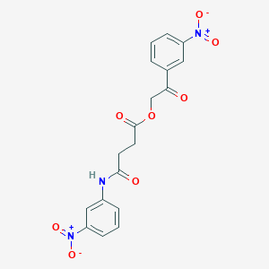 molecular formula C18H15N3O8 B341843 2-{3-Nitrophenyl}-2-oxoethyl 4-{3-nitroanilino}-4-oxobutanoate 