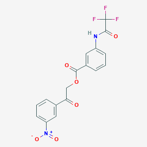 molecular formula C17H11F3N2O6 B341844 2-(3-Nitrophenyl)-2-oxoethyl 3-[(trifluoroacetyl)amino]benzoate 