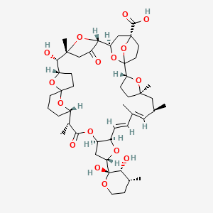 molecular formula C47H68O16 B3418486 (2R,5R,7R,8E,10E,12R,14S,16R,19R,20S,27S,28S,29R,32R,33R,35R)-14-[(2S,3R,4R)-2,3-Dihydroxy-4-methyloxan-2-yl]-28-hydroxy-5,7,9,19,29-pentamethyl-18,31-dioxo-13,17,38,39,40,41,42,43-octaoxaoctacyclo[31.4.1.11,35.12,5.120,24.124,27.129,32.012,16]tritetraconta-8,10-diene-35-carboxylic acid CAS No. 124843-18-1
