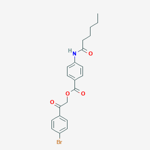 molecular formula C21H22BrNO4 B341914 2-(4-Bromophenyl)-2-oxoethyl 4-(hexanoylamino)benzoate 