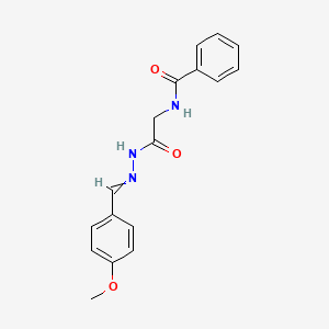 molecular formula C17H17N3O3 B3419149 N-({N'-[(4-methoxyphenyl)methylidene]hydrazinecarbonyl}methyl)benzamide CAS No. 137204-99-0