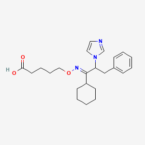 B3419352 5-(1-Cyclohexyl-2-(1H-imidazol-1-yl)-3-phenylpropylidene)aminooxypentanoic acid CAS No. 142223-40-3
