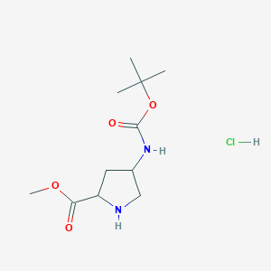 B3419729 Methyl 4-((tert-butoxycarbonyl)amino)pyrrolidine-2-carboxylate hydrochloride CAS No. 1539217-84-9