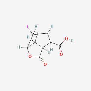 2-Iodo-5-oxo-4-oxa-tricyclo(4.2.1.0(3,7))nonane-9-carboxylic acid