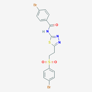 molecular formula C17H13Br2N3O3S2 B341996 4-bromo-N-(5-{2-[(4-bromophenyl)sulfonyl]ethyl}-1,3,4-thiadiazol-2-yl)benzamide 