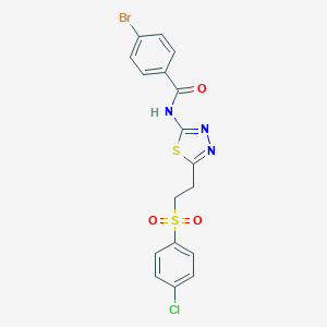 molecular formula C17H13BrClN3O3S2 B341997 4-bromo-N-(5-{2-[(4-chlorophenyl)sulfonyl]ethyl}-1,3,4-thiadiazol-2-yl)benzamide 