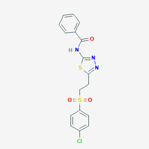 molecular formula C17H14ClN3O3S2 B342002 N-{5-[2-(4-Chloro-benzenesulfonyl)-ethyl]-[1,3,4]thiadiazol-2-yl}-benzamide 
