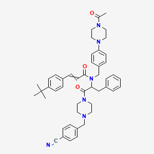 molecular formula C47H54N6O3 B3420639 N-[[4-(4-acetylpiperazin-1-yl)phenyl]methyl]-3-(4-tert-butylphenyl)-N-[1-[4-[(4-cyanophenyl)methyl]piperazin-1-yl]-1-oxo-3-phenylpropan-2-yl]prop-2-enamide CAS No. 1984890-99-4