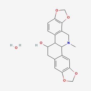 molecular formula C20H19NO5 B3420816 24-甲基-5,7,18,20-四氧杂-24-氮杂六环[11.11.0.02,10.04,8.014,22.017,21]四十二烷-2,4(8),9,14(22),15,17(21)-六烯-12-醇；水合物 CAS No. 20267-87-2