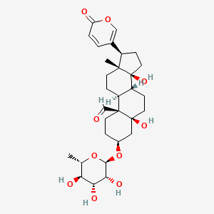molecular formula C30H42O10 B3420851 (3S,5S,8R,9S,10S,13R,14S,17R)-5,14-dihydroxy-13-methyl-17-(6-oxopyran-3-yl)-3-[(2R,3R,4R,5R,6S)-3,4,5-trihydroxy-6-methyloxan-2-yl]oxy-2,3,4,6,7,8,9,11,12,15,16,17-dodecahydro-1H-cyclopenta[a]phenanthrene-10-carbaldehyde CAS No. 20300-44-1