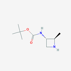 molecular formula C9H18N2O2 B3421110 tert-butyl N-[(2R,3S)-2-methylazetidin-3-yl]carbamate CAS No. 2092453-43-3