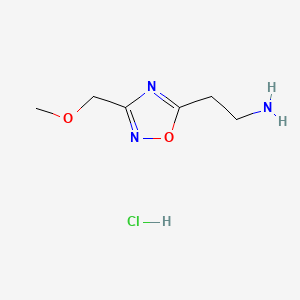 molecular formula C6H12ClN3O2 B3421198 2-[3-(Methoxymethyl)-1,2,4-oxadiazol-5-YL]ethanamine hydrochloride CAS No. 2103402-79-3