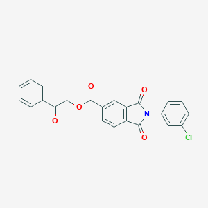 molecular formula C23H14ClNO5 B342145 2-oxo-2-phenylethyl 2-(3-chlorophenyl)-1,3-dioxo-2,3-dihydro-1H-isoindole-5-carboxylate 