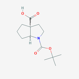 molecular formula C13H21NO4 B3421897 (3aR,6aS)-1-(tert-butoxycarbonyl)octahydrocyclopenta[b]pyrrole-3a-carboxylic acid CAS No. 2307784-03-6