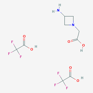 molecular formula C9H12F6N2O6 B3422100 2-(3-Aminoazetidin-1-YL)acetic acid 2tfa CAS No. 2408972-37-0