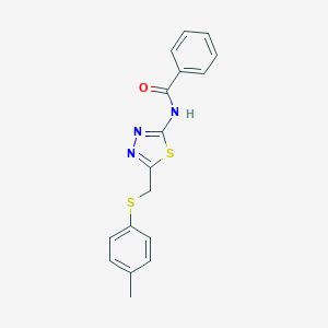 molecular formula C17H15N3OS2 B342231 N-(5-{[(4-methylphenyl)sulfanyl]methyl}-1,3,4-thiadiazol-2-yl)benzamide 