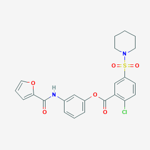 molecular formula C23H21ClN2O6S B342234 3-(2-Furoylamino)phenyl 2-chloro-5-(1-piperidinylsulfonyl)benzoate 